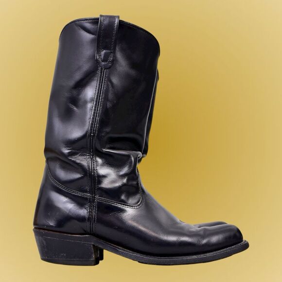 Double H Work Western Cowboy Boots 4620 Black Leather USA Made Men's Size 10.5 B - Picture 1 of 10
